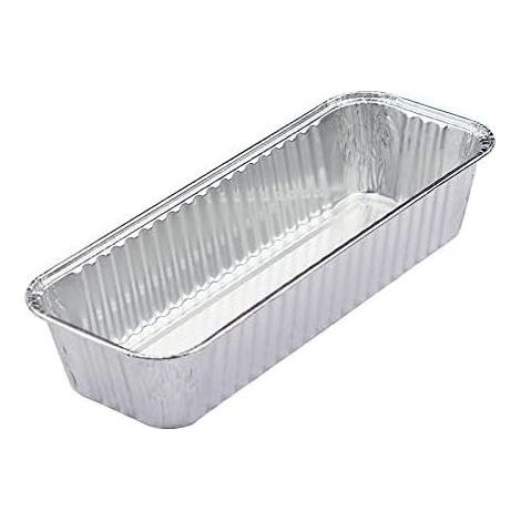 Set mit 25 Aluminium-Grillförmchen (21,5 x 7,8 x 4,3 cm), Aluminium-Grillbleche, Fettauffangschalen aus Aluminiumfolie, Kuchenblech zum Kochen (1/5)