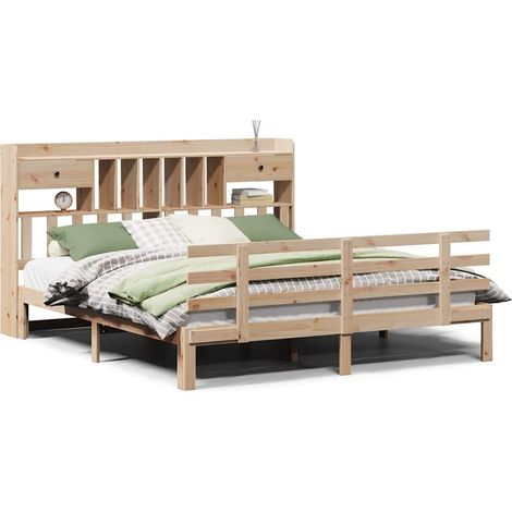 Maison Exclusive - Massivholzbett mit Regal ohne Matratze 180x200
