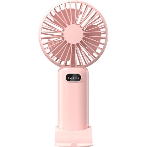 Mini ventilatore portatile, piccolo e portatile con 5 velocità, batteria ricaricabile tramite USB, ideale per esterni, viaggi, concerti, regali per donne e uomini - Rosa