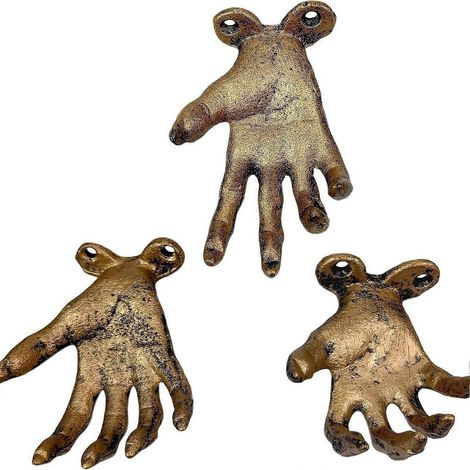 Gruseliger Wandhaken mit Handmotiv, Metall im Used-Look, gotische Handstatue, Teelichthalter, Kerzenhalter, Schmuckhaken für Ringe, Eingangsbereich, Schlafzimmer, Innendekoration (1/4)