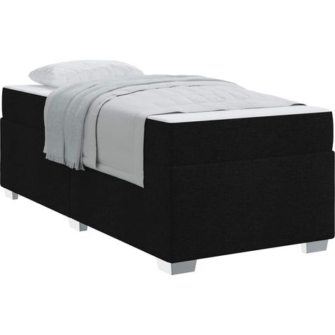 Lit simple  Lit adulte  Cadre de lit avec matelas Noir 80 x 200 cm tissu