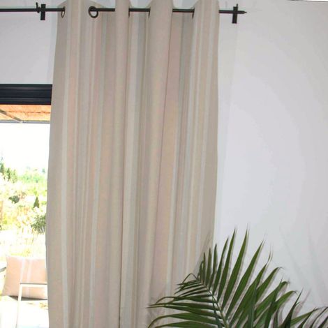 Rideau coton épais Rustique à oeillets Ecru 150x250 cm (1/2)