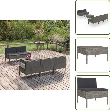 Cuscini da giardino - vidaXL Set Divani da Giardino 9 pz con Cuscini in Polyrattan Grigio - Rattan PE