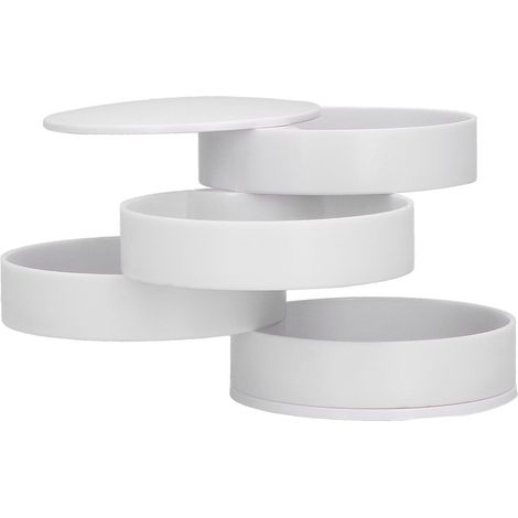 Boîte à bijoux multicouches anti-poussière avec système de rangement rotatif pour ornements (blanche, 4 couches) (1/5)