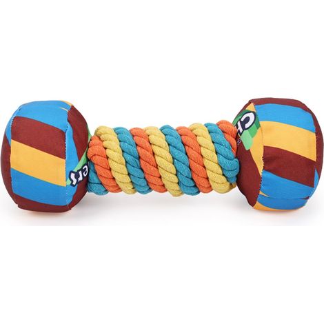 Jouet Pour Chien - Forme Haltère Arc-En-Ciel - Sonore Sifflement - Corde Coton Résistante À La Morsure - 32 cm - 1 Pièce (1/5)