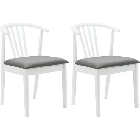 Dining Chair 2 pcs White and Grey Solid Rubberwood vidaXL