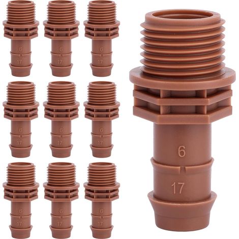 Lot de 10 Adaptateurs PVC pour Irrigation Goutte à Goutte, Raccords Filetés Mâles 1/2" (MNPT) vers Raccords Cannelés 1/2" pour l'Extension Réseaux d'Arrosage de Jardin (1/5)