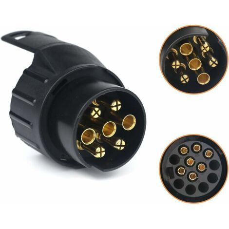 QORVA
-Adaptateur prise remorque 7 vers 13 broches – Connecteur 7 pôles à 13 pins – Compatible remorque standard européenne – Matériau ABS et cuivre