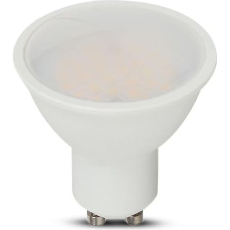 Foco LED GU10 de plástico con cubierta mate y chip de 3000 K. Ideal para iluminar espacios con una luz brillante y acogedora, ahorrando energía. (1/5)