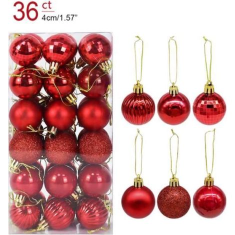 Boules de Suspension pour Décoration d' Arbre de Noël, Pendentif d'Ornement pour Maison, Accessoire de Décor pour Nouvel An-36pcs (1/4)