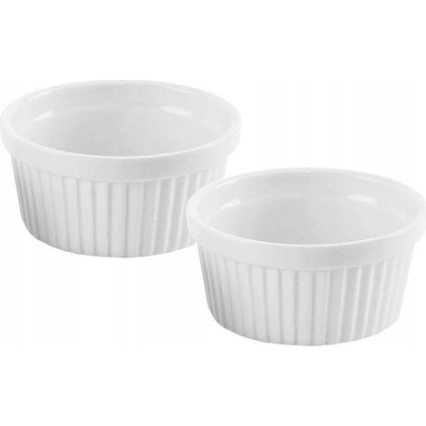 Teglia in ceramica da forno, rotonda, bianca, scanalata, 11 cm, 2 pezzi. (1/3)