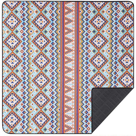 Couverture de pique-nique extra large 150 x 200 cm avec motif bohème, hydrofuge et portable, avec sangles de transport, pour la plage, le jardin et le camping (1/5)