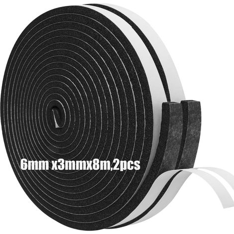 Lot de 2 Bandes isolantes, Mousse CR, Néoprène, Auto-adhésives, Pour portes et fenêtres