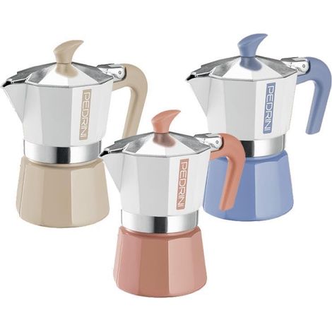 Pedrini Mymoka machine à café colorée 3 tasses aluminium