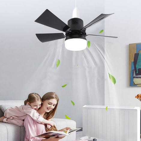 Ventilateur de plafond avec éclairage LED intégré, télécommande, 3 vitesses & minuterie – Blanc, 265 V, E26 (1/5)