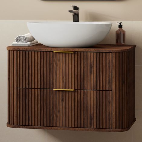 Elegance Glamour Style 2 Drawer Bathroom Vanity Cabinet 80cm - Walnut