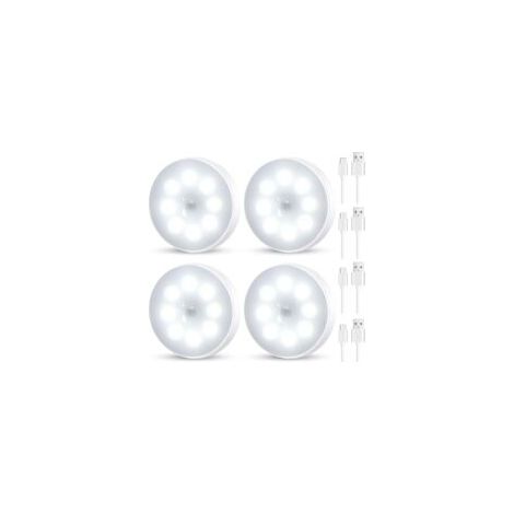 Set mit 4 LED-Nachtlichtern mit Bewegungsmelder, 8,4 cm, kabellos, wiederaufladbar, für den Innenbereich, weißes Licht - Crezuo (1/4)