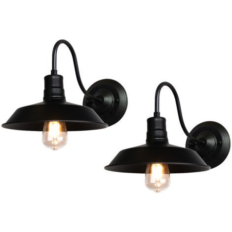 royaluxe- 2PCS 26CM Lampe Murale Antique Applique Murale En Fer Et Métal, Applique Murale Rétro D'Intérieur Noir Pour Café Loft Bureau