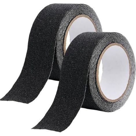 Lot de 2 Ruban Autocollant Anti-dérapante,10Mx2,5CM,Bandes Antidérapantes avec Ruban Adhésif Antidérapant pour Escaliers, Marches,Revêtements de Sol,Ruban antidérapant Solide,Autocollant Noir (1/5)
