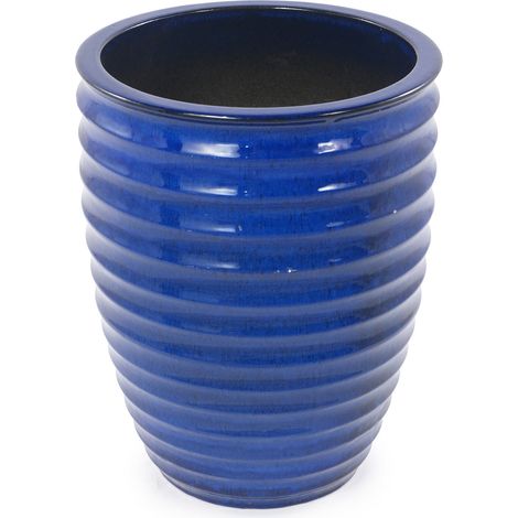 Maceta de cerámica artesanal azul brillante Ø 42 cm x 54 cm (1/5)