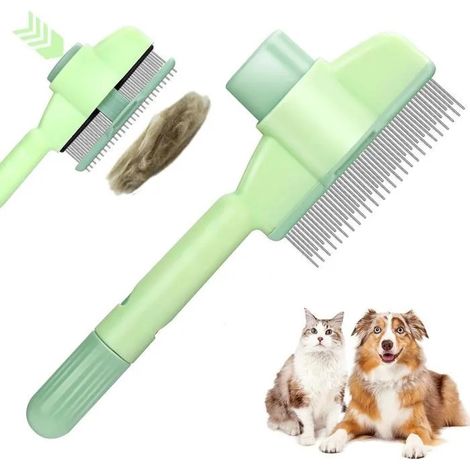 JZSH-Peigne Epilation pour Animaux Compagnie, Brosse Chiens Chats Autonettoyante, Pour Soin Et Retrait Des Poi - Vert (1/5)