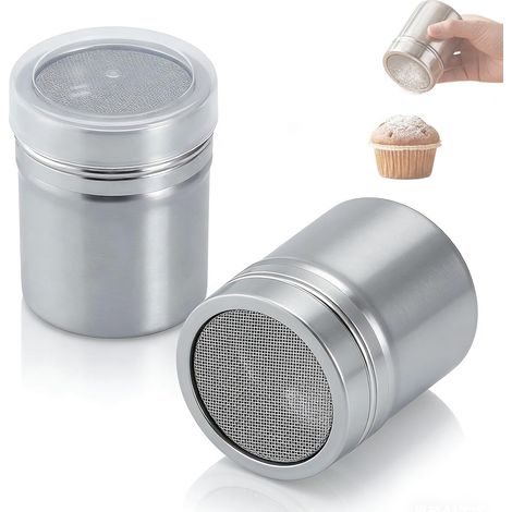 Saupoudreurs en inox, lot de 2, cacao, sucre glace, sel, farine et café (1/5)