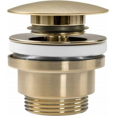 Bonde de lavabo universelle clic-clac GOLD MAT Bonde pop-up pour lavabos et meubles sous-vasque (Or brossé) (1/4)