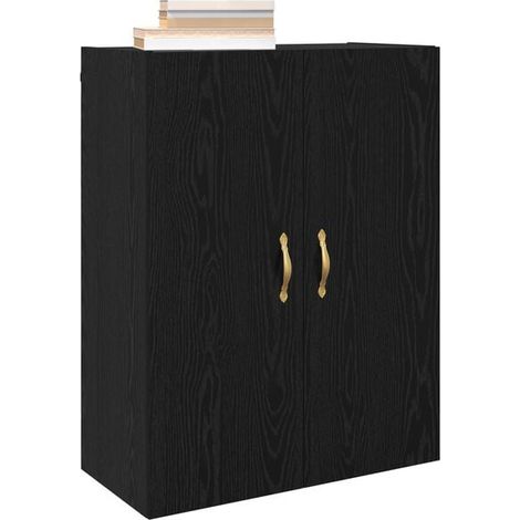 Étagère Murale de Rangement 69,5 x 34 x 90 cm, Meuble Suspendu en Bois d'Ingénierie avec Finition Chêne Noir, Design Moderne pour Salon, Cuisine ou Entrée (1/5)