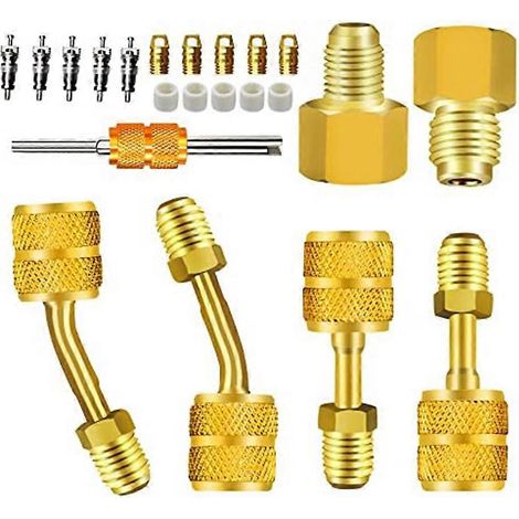 Adaptateur R410A pour climatiseur mini-split (CVC) : raccord femelle 5/16 pouce vers mâle 1/4 pouce, vanne (1/5)