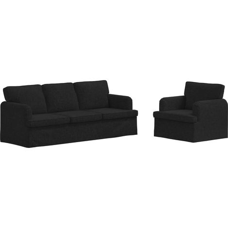 Ensemble de Canapés 2 pcs Salon de jardin Noir 144 x 80 x 85 cm tissu (1/5)
