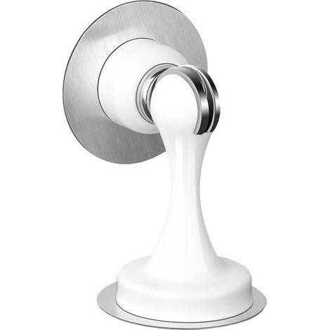 Arrêt de Porte Magnétique Inox - Support Mur/Sol Sans Perçage - Bloqueur de Porte avec Adhésif - Blanc ou Noir - 55x75x20mm (1/5)