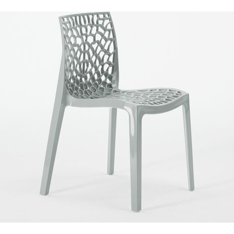 Centrale Brico – Chaise de bar empilable en polypropylène Highmopp – Design nid d'abeille – Résistante aux intempéries – Confort ergonomique – 52x52,5x81 cm