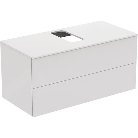 Ideal Standard Meuble sous-lavabo Adapto pour lavabos Strada II, découpe centrale, 2 tiroirs, 1050mm, Coloris: Laque brillante blanche - U8597WG