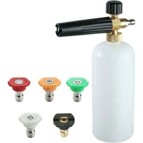 Canon À Mousse - 1 L - Raccord Rapide 1/4 Pouces - Pour Nettoyeur Haute Pression - 5 Buses Incluses (1/3)