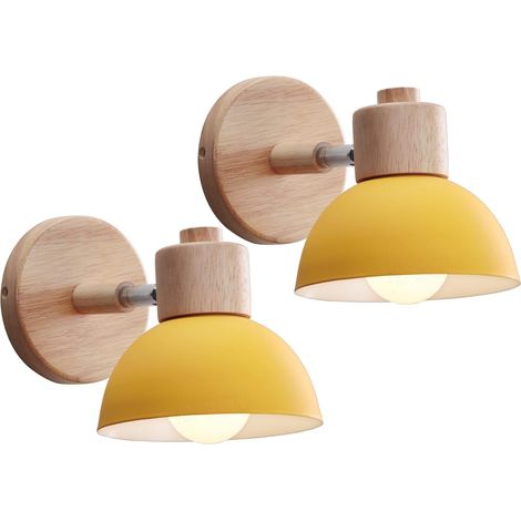Lot de 2 Applique Murale, Réglable 180°, Bois Métal, E27 Max 60W, Intérieur Salon Chambre (1/5)