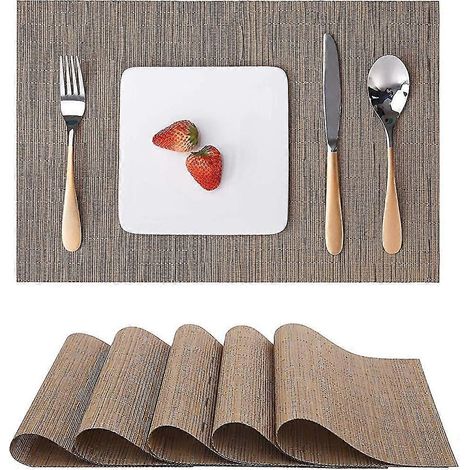 Set de 6 sets de table tissés, faciles à nettoyer, antidérapants, résistants à l'usure et à la chaleur. Idéal comme cadeau. (1/5)