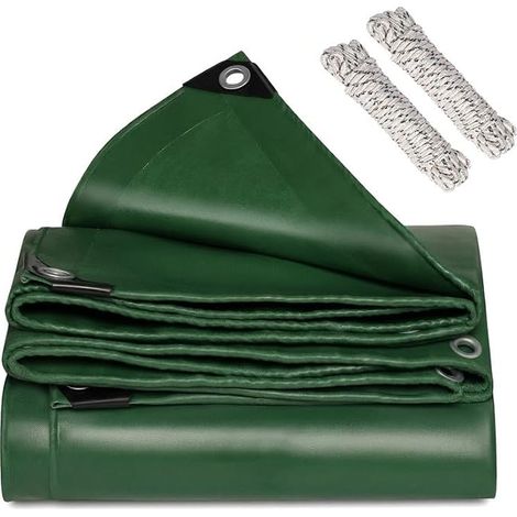 420g/m² Bâche PVC Lourde Vert, Toile Imperméable Résistante à la Déchirure, Résiste au Gel (1/5)