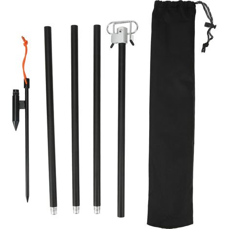 Poteau lumineux pliable avec double crochet et pique pour éclairage extérieur camping (1/5)