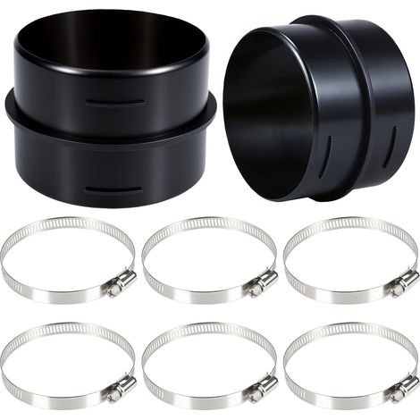 2 Pièces Raccord pour Conduit Ronde 75mm, Jonction de Conduit de Ventilation, Raccords de Tuyauterie, pour Applications de Chauffage ou Refroidissement, avec 6 Colliers de Serrage (1/5)