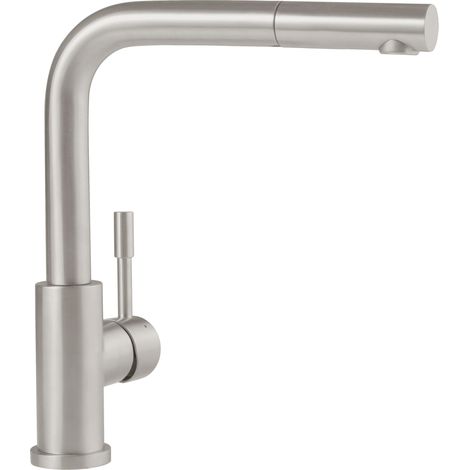 VILLEROY & BOCH Küchenarmatur Steel Shower, Hochdruck-Armatur, ausziehbare Brause, wassersparend, Edelstahl massiv (1/5)