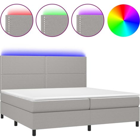 Maison Exclusive - Letto a Molle Materasso e LED Grigio Chiaro 200x200 cm Tessuto (1/5)