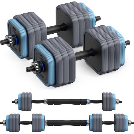 MERACH 3-in-1 verstellbares Hantel-Set – Kurzhantel & Langhantel, quadratische Scheiben (30 kg)