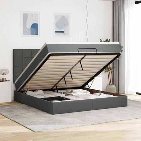 Ottoman-Bett mit Matratze Dunkelgrau 180x200 cm Stoff (1/5)