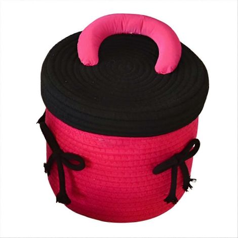 Panier de Rangement Tressé pour Bureau, Corbeille de Rangement Rose Rouge, Boîte à Accessoires en Osier, Organiseur de Bureau pour Fournitures, Paniers Décoratifs pour Petits Objets, Rangement Polyval (1/5)