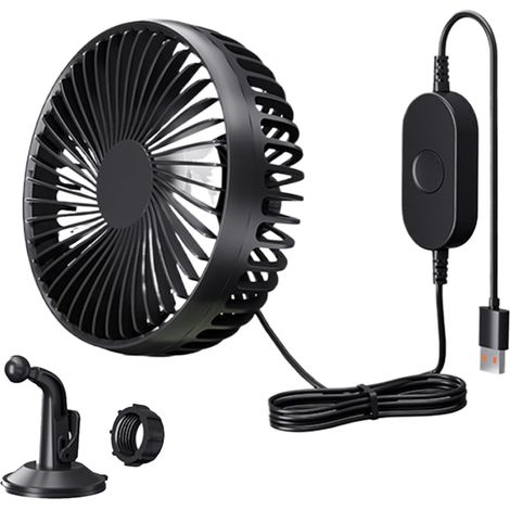 Ventilateur USB pour voiture - Ventilateur électrique 3 vitesses - Ventilateur silencieux réglable, circulation de l'air pour le camping par temps chaud (1/5)