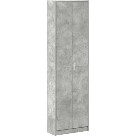 Vidaxl – Armoire moderne gris béton 55 x 25 x 189 cm – Bois d'ingénierie résistant à l'humidité – Portes à charnières avec poignées en métal argenté