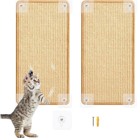 Griffoir pour Chat 40 60cm, 2 Pièces en Sisal Naturel, Mural, Tapis pour Mur et Coin, Protège Les Meubles et Les Canapés (1/5)