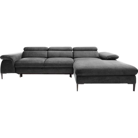 Canapé d'angle droit convertible en velours gris anthracite SEPINA (1/4)