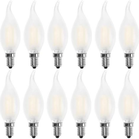 Lot de 12 Ampoule LED E14 Flamme 4W Blanc Chaud 2700K 400lm pour Luminaires Intérieurs (1/5)