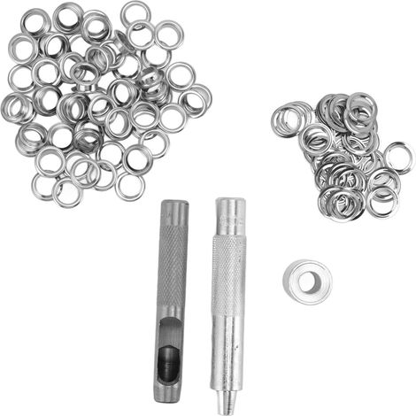 Kit d'outils pour œillets (100 œillets) avec outils de pose, mandrin coupe-trou pour bâches et travaux manuels (1/5)